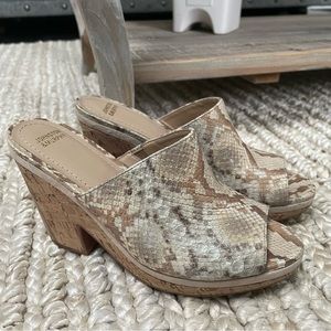 Johnston & Murphy snake print sandal clogs chunky heel women’s size 7